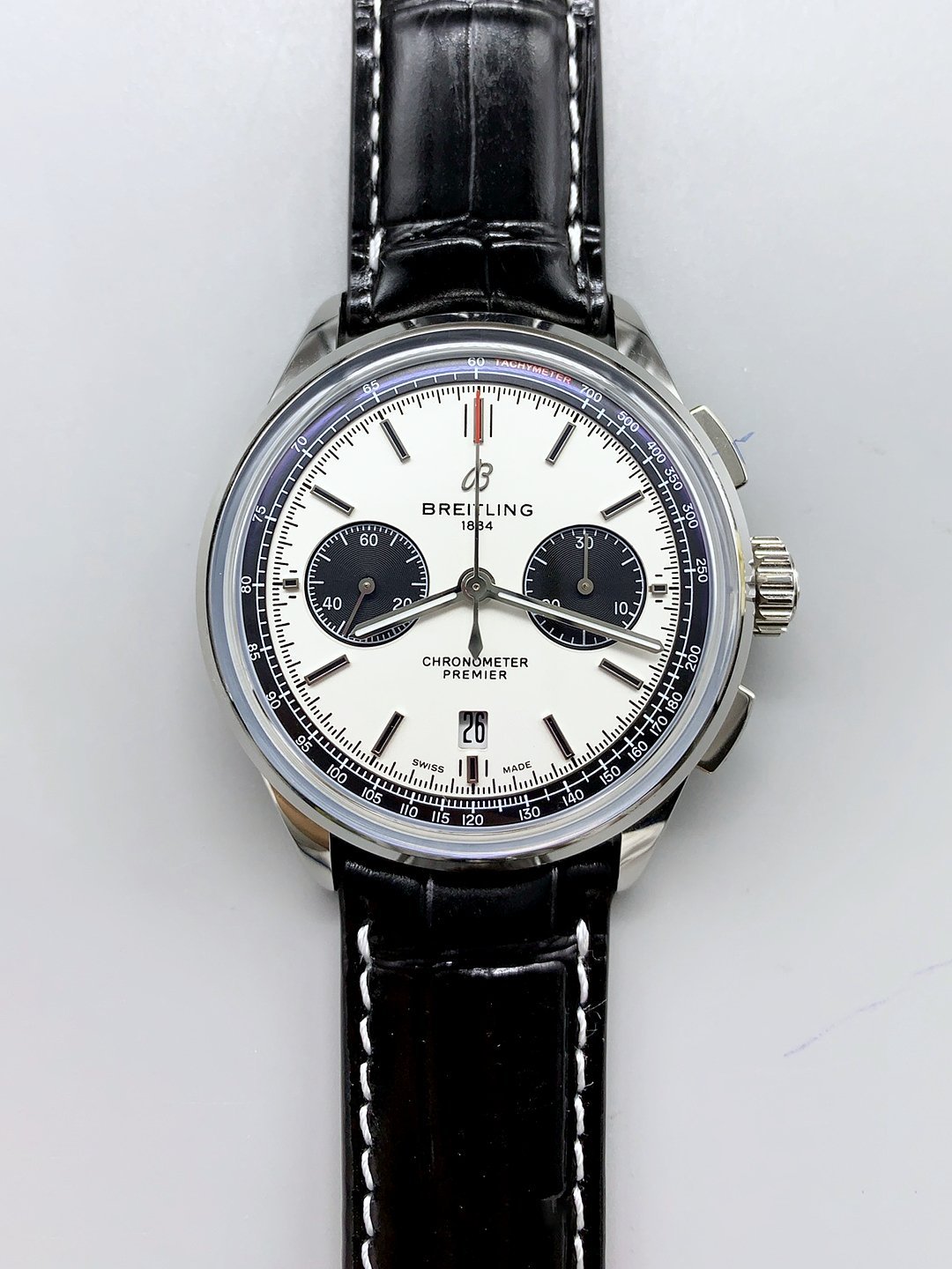 1月12日-36-26.jpg Breitling Premier B01 Chronograph Men’s Watch, Silver Panda Dial, Leather Strap(1:1 Super Clone) - Image 1