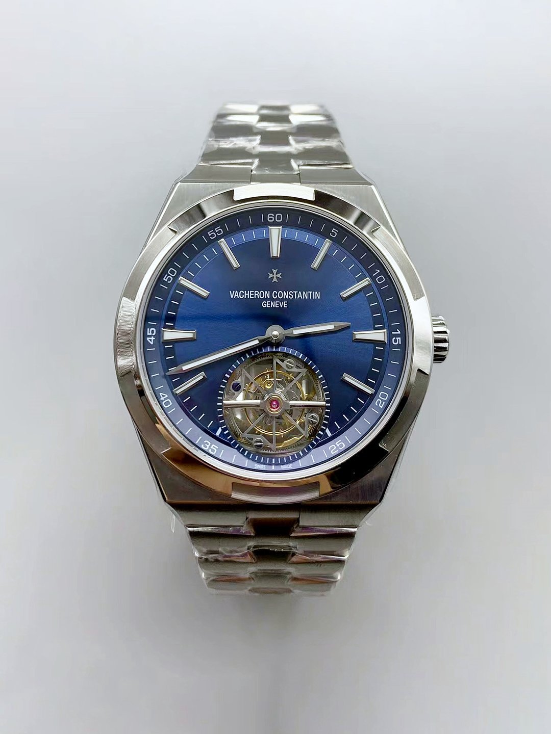 Vacheron Constantin Overseas Tourbillon Stainless Steel in Blue Dial(1:1Super Clone)