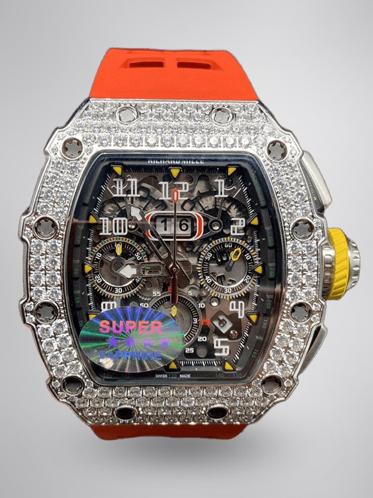 2b418bee76a72fce5feacf922cb05e0f.jpg Replica Richard Mille RM 11-03 Men’s Watch with Diamond Bezel And Skeleton Dial Design - Image 1