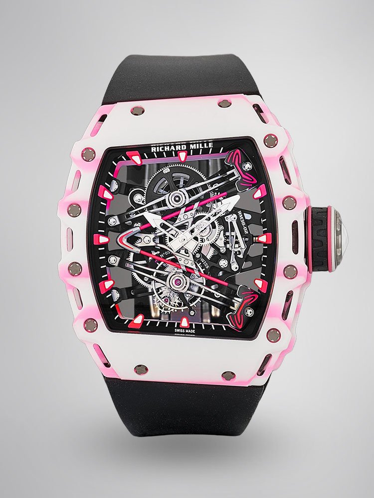 38d93a1ae987b2fcbe2d688a643dffe1.jpg Richard Mille RM 38-02 Bubba Watson White Pink Quartz TPT Skeleton Tourbillon Replica Watch - Image 1