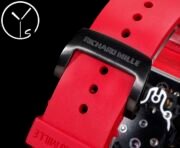 Best Richard Mille RM52-01 Replica - Red Rubber Strap, Skeleton Dial, Swiss Tourbillon, Carbon Fiber Case - Image 9