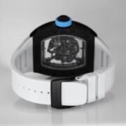 Best Replica RICHARD MILLE RM 055 Skeleton Watch - Swiss Movement Super Clone, Carbon Fiber Case, Sporty White Rubber Strap - Image 10