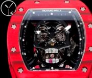 Best Richard Mille RM52-01 Replica - Red Rubber Strap, Skeleton Dial, Swiss Tourbillon, Carbon Fiber Case - Image 6