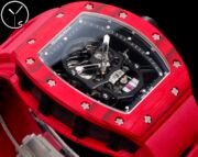 Best Richard Mille RM52-01 Replica - Red Rubber Strap, Skeleton Dial, Swiss Tourbillon, Carbon Fiber Case - Image 8