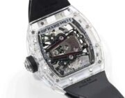 Replica Richard Mille RM 38-02 Pink Themed Crystal Skeleton Tourbillon Black Rubber Strap Watch - Image 7