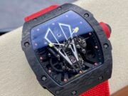 Swiss Replica Richard Mille RM27-03 Black Carbon Fiber Case with Red Woven Strap - Image 3