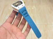 Richard Mille RM 88 Smiley Automatic Tourbillon Replica White Ceramic Blue Strap Watch - Image 7