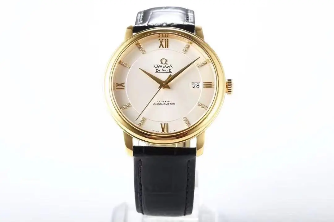 Omega De Ville Gold Watch with Black Strap
