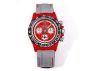 Rolex Daytona Carbon Fiber Night Glow Case Watch – Red Dial, Grey Strap