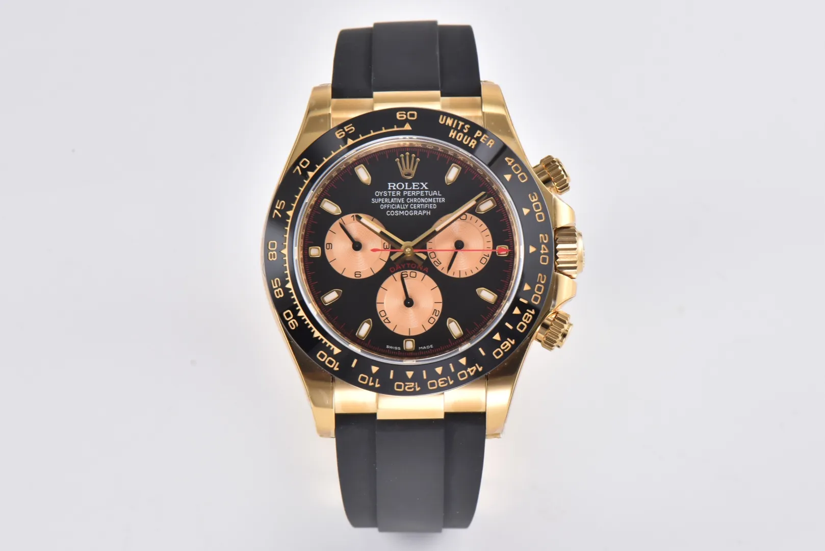 Rolex Daytona Little Devil – Black Dial, Gold Case, Rubber Strap