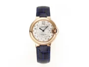 Cartier Ballon Bleu WJBB0080 Rose Gold Blue Leather