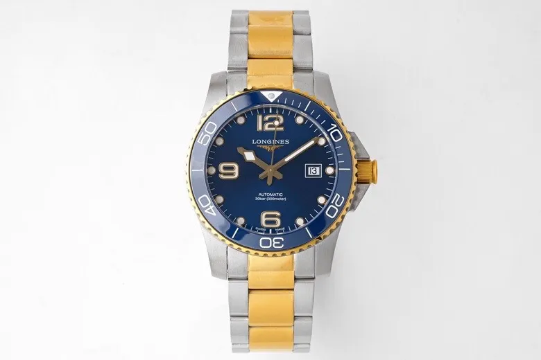 Longines Conquest Diver Watch Gold Bezel Steel