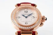 Cartier Pasha de Cartier Ladies Watch Rose Gold Red Leather Strap - Image 9