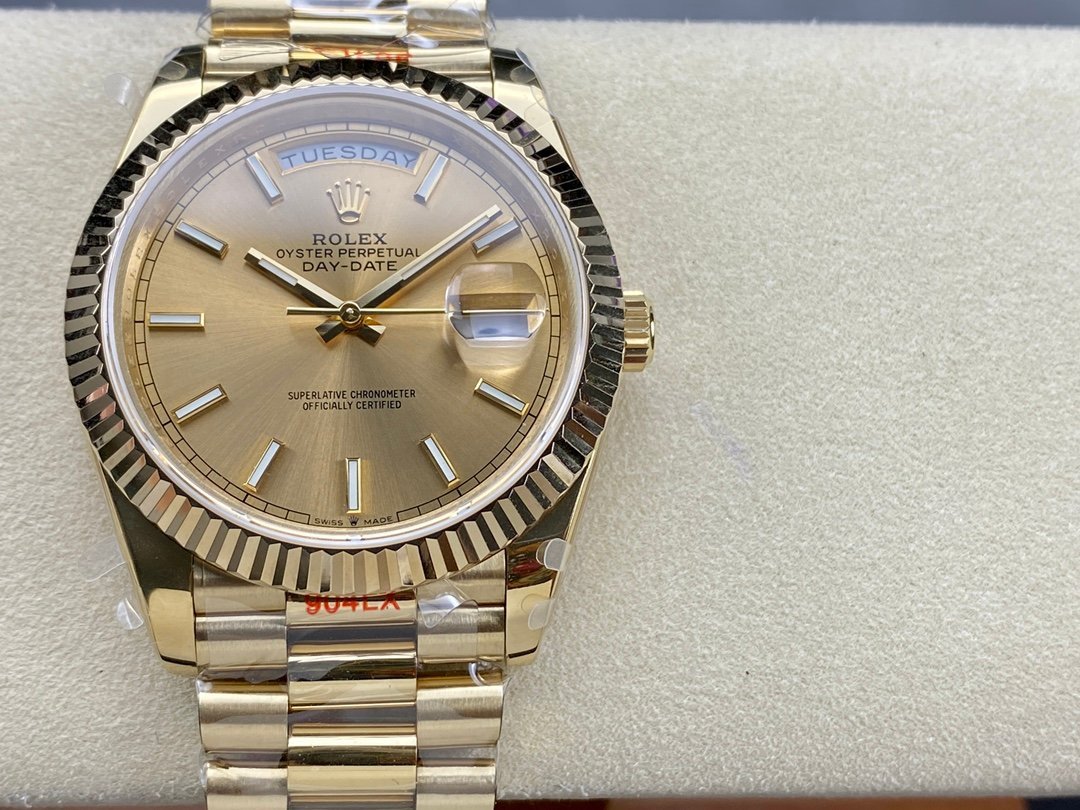 Day Date Rolex Weekly Journal 18K Gold Plated counter weight(Full gold daydate)